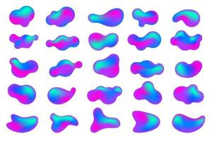 Gradient blob shapes set. Abstract organic random forms. Liquid fluid backgrounds. Amoeba bubbles and splashes. Vector memphis elements.