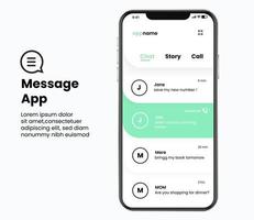 messaging applications with green as maker for new message,and white as a bacground color. vector