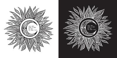 vector drawing of the sun black and white line graphics, rays of the sun