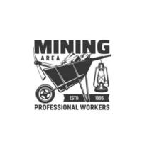 Mining industry, coal mine factory wheelbarrow vector