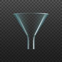Glass funnel, isolated vector laboratory glassware