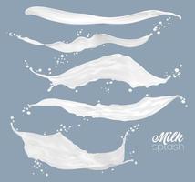 Milk, yogurt cream white wave splash swirl flow vector