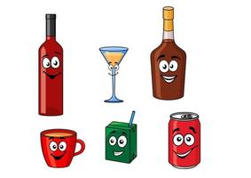 Cartoon set of assorted beverages or drinks vector
