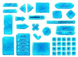 Ice crystal buttons, cartoon interface game UI GUI vector