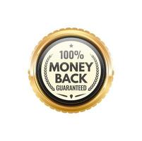 Money back golden badge and guarantee label vector