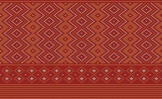 Red and Orange Embroidery Pattern, Knitted Style Background, Vector Graphic Continuous texture
