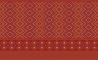 Red and Orange Embroidery Pattern, Knitted Style Background, Vector Graphic Continuous texture