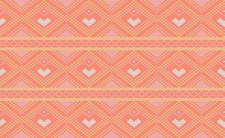 Knit Pattern Vector, Heart Embroidery Craft Background, Aztec Endless vintage, Cloth Classic retro vector