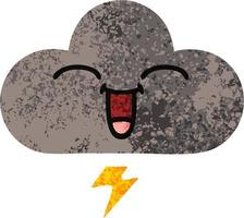 retro illustration style cartoon storm cloud vector