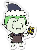 christmas sticker cartoon of kawaii vampire vector