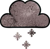 retro grunge textura dibujos animados tormenta nieve nube vector