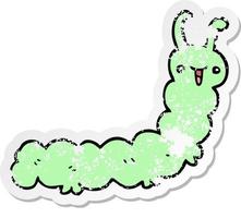 distressed sticker of a cartoon caterpillar vector