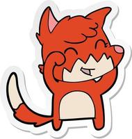 sticker of a happy cartoon fox vector