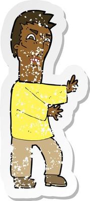 retro distressed sticker of a cartoon angry man
