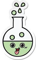 sticker of a cute cartoon test tube vector