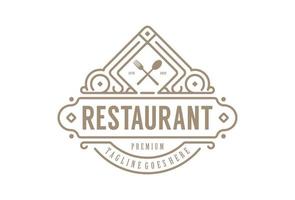 vector de diseño de logotipo de marco de etiqueta de restaurante retro vintage