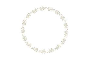 Circle frame floral logo design template in elegant and minimal style with gold color vector