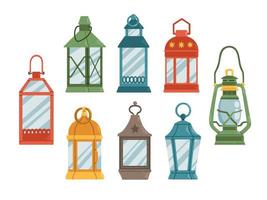 Christmas lantern set flat design vector isolated illustration