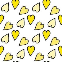 Seamless pattern in yellow hearts on white background. Vector image.