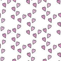 Seamless pattern with light pink hearts on white background. Vector image.