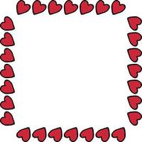 Square frame with cute red hearts on white background. Vector image.