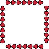 Square frame with cute red hearts on white background. Vector image.