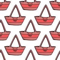 Seamless pattern with pink bags on white background. Vector image.