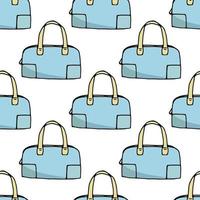 Seamless pattern with blue bags on white background. Vector image.