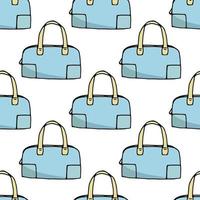 Seamless pattern with blue bags on white background. Vector image.