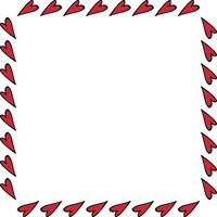 Square frame with great red hearts on white background. Vector image.