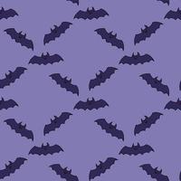 Seamless pattern with bat on light violet background. Vector image.