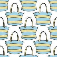 Seamless pattern with blue and yellow bags on white background. Vector image.