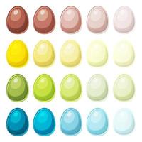 paleta de colores en huevos de pascua, tonos de muestra coloridos para el diseño. conjunto de ilustraciones vectoriales de huevos festivos degradados multicolores. vector