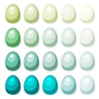 Color palette on Easter eggs, swatch shades for design. Vector illustration set of colorful blue festive eggs.