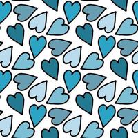 Seamless pattern in blue hearts on white background. Vector image.