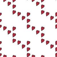 Seamless pattern with red hearts on white background. Vector image.