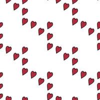 Seamless pattern with red hearts on white background. Vector image.