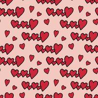 patrón sin costuras con corazones rojos sobre fondo rosa cálido. imagen vectorial vector