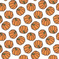 Seamless pattern with pumpkin on white background. Vector image.