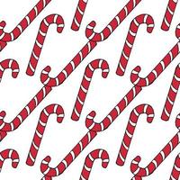 Seamless pattern with red christmas candies on white background. Vector image.