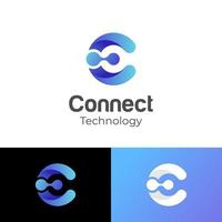 letter C technology logo symbol for connect system graphic design element vector template