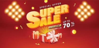 Super sale banner template design for web or social media. vector