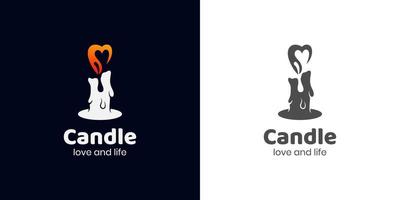 molten candle and flame of fire logo with Symbol heart The concept of love, romance, sadness vector element design