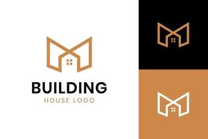 simple letter M monogram for home building property investment logo symbol icon design element vector