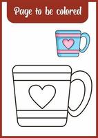 coloring a cute cup with a heart in the middle vector
