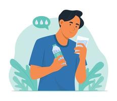 Man Drinking Pure Water for Good Health vector