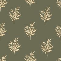 Simple floral vector seamless pattern with rustic style. Delicate pink bouquet on a dark beige background. For prints of fabric, textile products, clothes, bed linen.