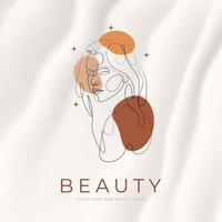 las mujeres minimalistas modernas se enfrentan a la belleza del logotipo del arte lineal vector