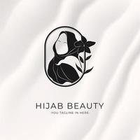 women hijab beauty minimal logo template vector