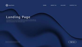 modern wavy landing page template design vector